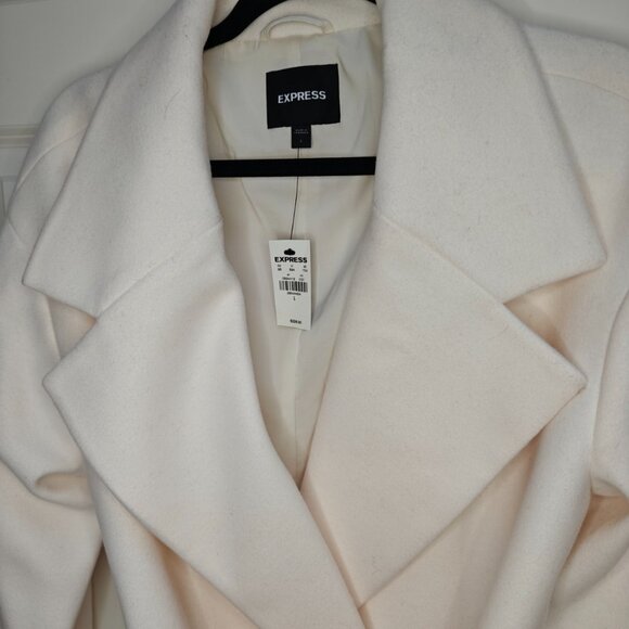 Express Belted Wrap Front Coat, Swan (Ivory-Off-White), Large(NWT) - Picture 7 of 16